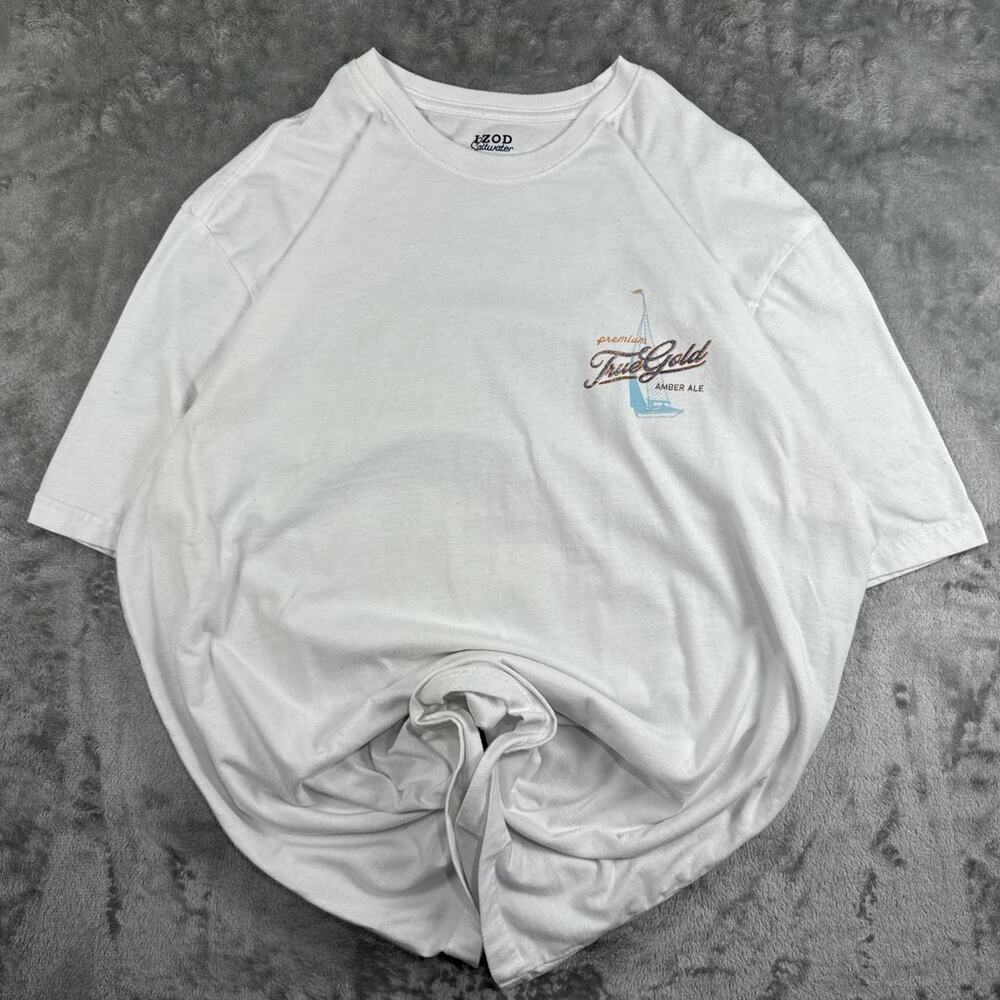 Distressed VTG Style Izod Saltwater True Gold Graphic Boat T-Shirt Mens XXL